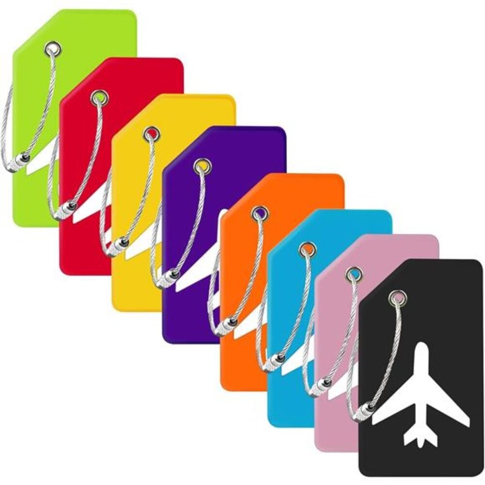 8 Pack Silicone Luggage Tag for Suitcases with Stainless Loop TSA Approved